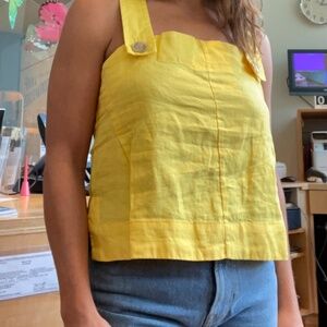 Everland Yellow Linen Apron Top